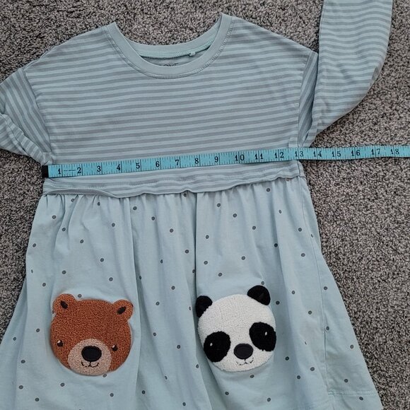 Girls Next Green Long Sleeve Dress with Bears 4-5 Years, Pre-Owned , Good Cond - Picture 4 of 9